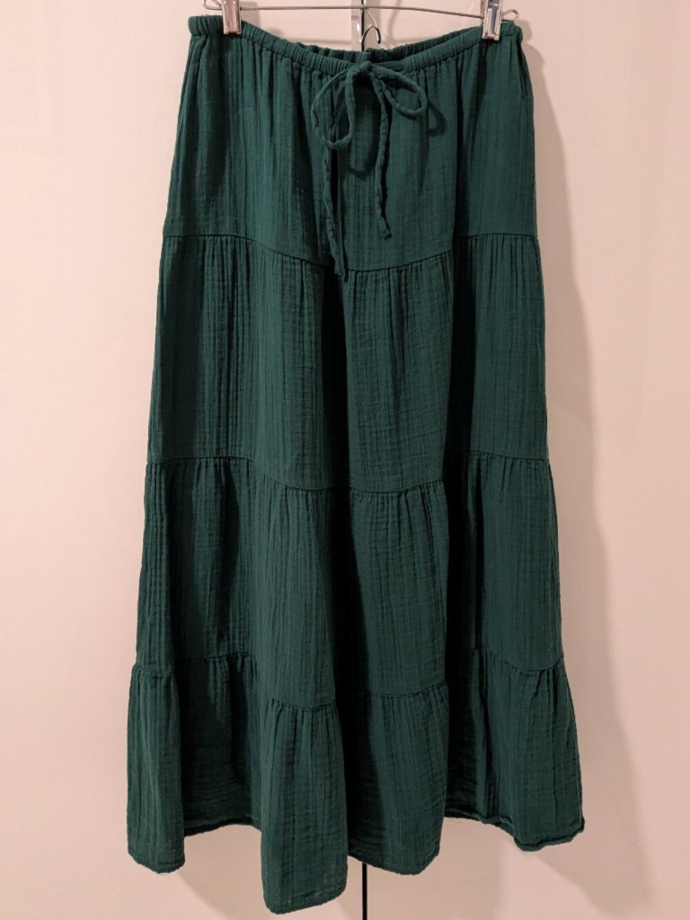 Gap Tiered Deep Green Maxi Skirt Size Small EUC